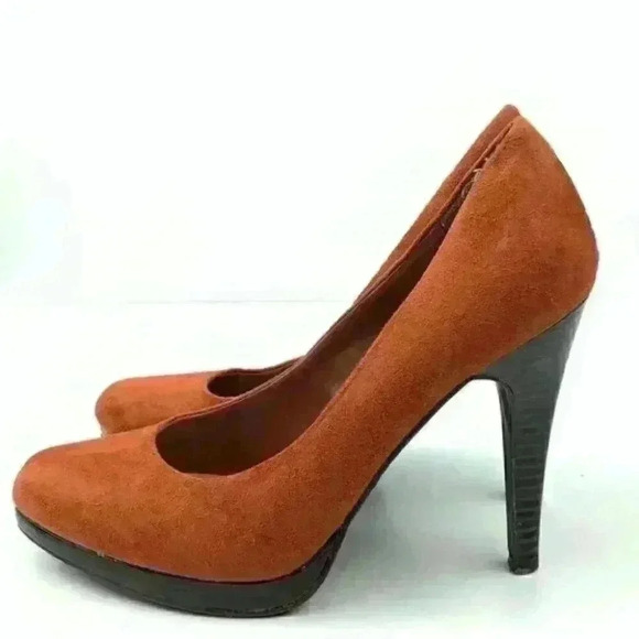 Apt 9 heels sz 6 orange rust faux suede platforms - Picture 4 of 10